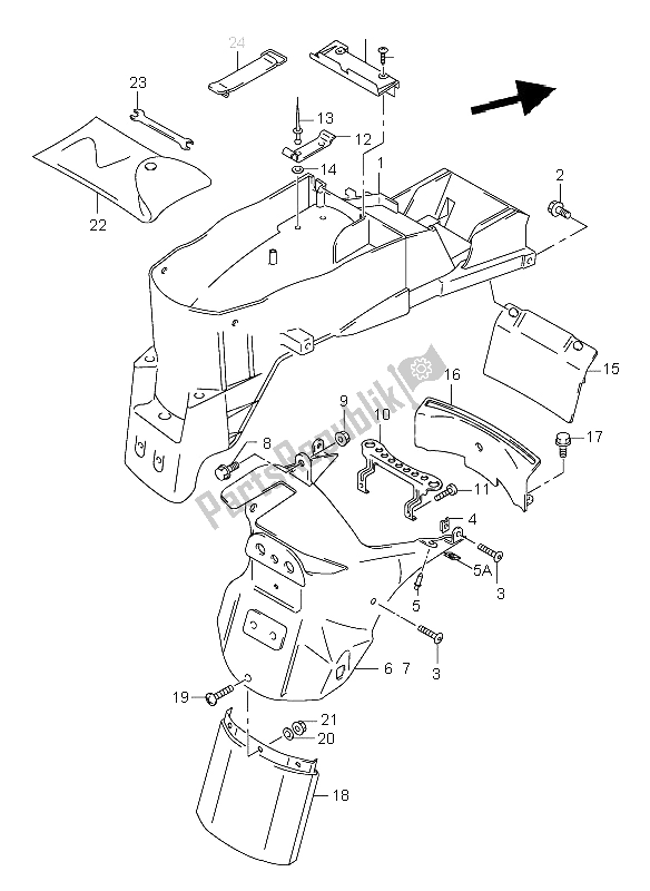 All parts for the Rear Fender of the Suzuki TL 1000R 1998