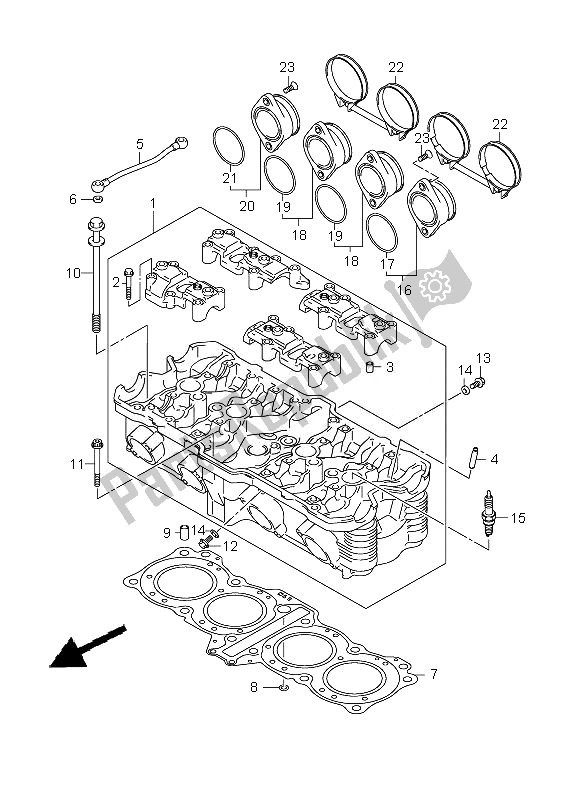 All parts for the Cylinder Head of the Suzuki GSX 650 FA 2010