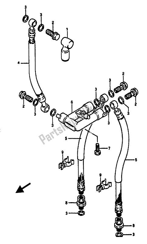 Tutte le parti per il Tubo Freno Anteriore del Suzuki GSX R 1100 1987