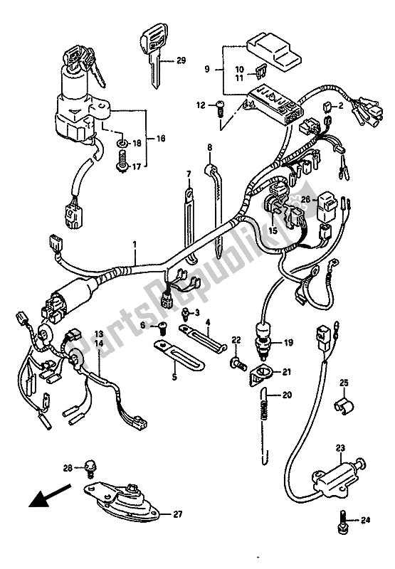 All parts for the Wiring Harness of the Suzuki GSX R 1100 1990