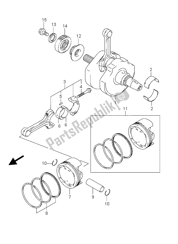 All parts for the Crankshaft of the Suzuki DL 650 V Strom 2004