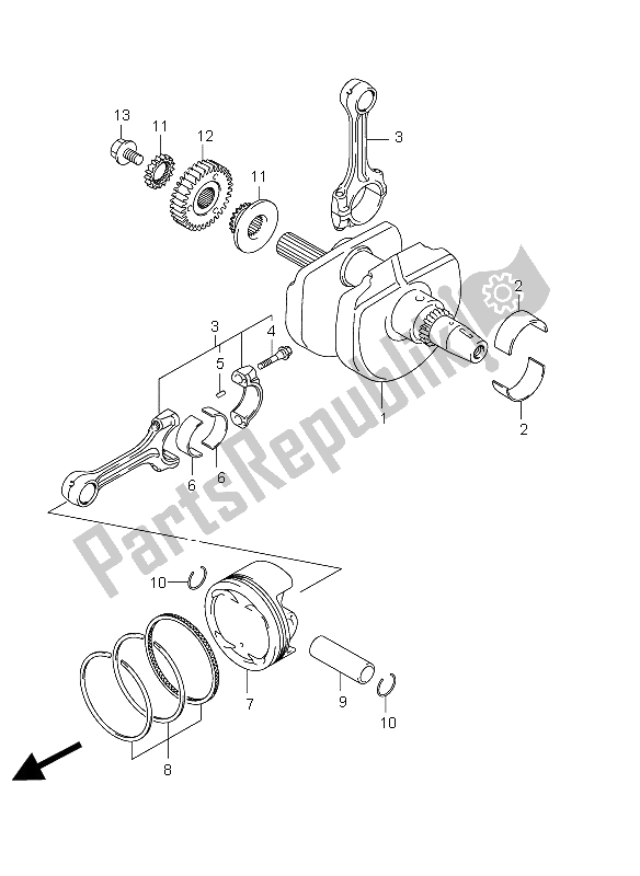 All parts for the Crankshaft of the Suzuki DL 650A V Strom 2012