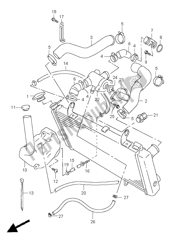 All parts for the Radiator Hose of the Suzuki TL 1000S 1998