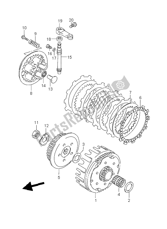 All parts for the Clutch of the Suzuki RM 85 SW LW 2008