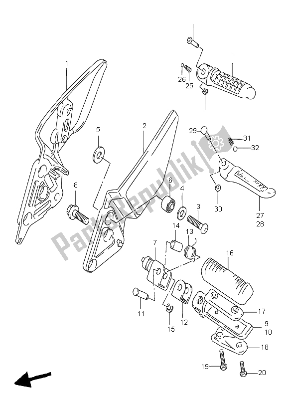 Tutte le parti per il Poggiapiedi del Suzuki GSF 600N Bandit 1997