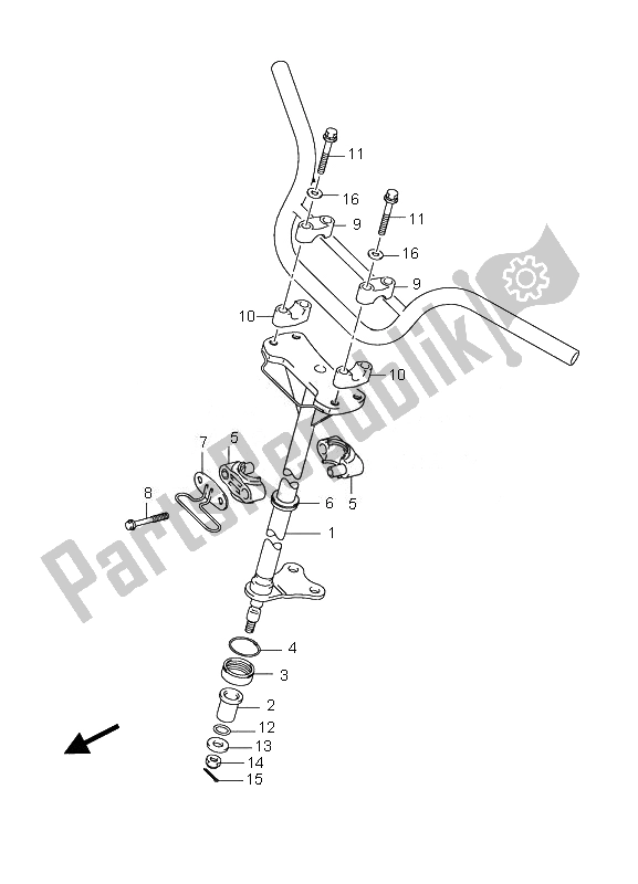 All parts for the Steering Shaft of the Suzuki LT Z 90 4T Quadsport 2010