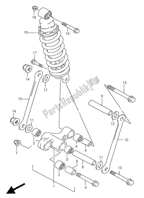 Toutes les pièces pour le Levier De Coussin Arrière (gsf1200sa) du Suzuki GSF 1200 Nssa Bandit 2000