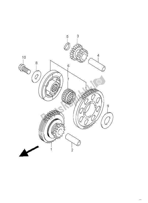 All parts for the Starter Clutch of the Suzuki GSX 1300R Hayabusa 2009