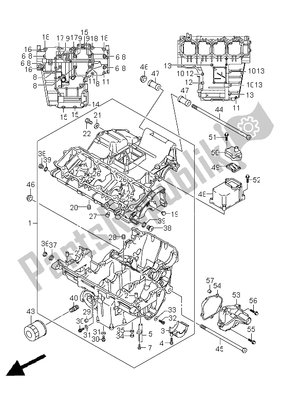 All parts for the Crankcase of the Suzuki GSX 1300R Hayabusa 2011