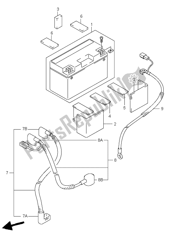 All parts for the Battery (dr-z400e) of the Suzuki DR Z 400E 2000