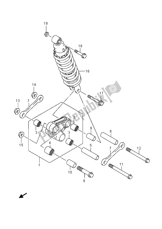 All parts for the Rear Cushion Lever (sfv650) of the Suzuki SFV 650A Gladius 2014