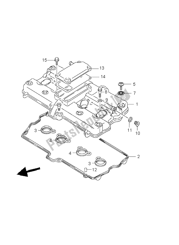 All parts for the Cylinder Head Cover of the Suzuki GSF 600 NS Bandit 2000