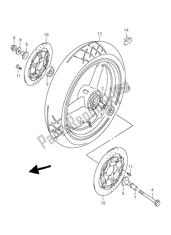 Tutte le parti per il Ruota Anteriore del Suzuki GSX 600F 2001