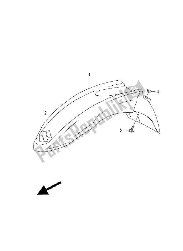 All parts for the Front Fender of the Suzuki DR 125 SM 2009