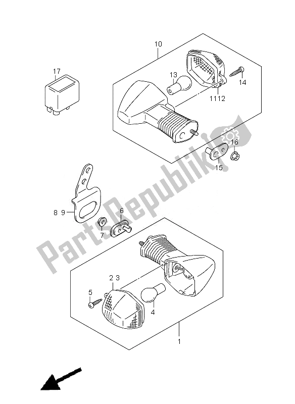 All parts for the Turn Signal Lamp of the Suzuki DR Z 400 SM 2007