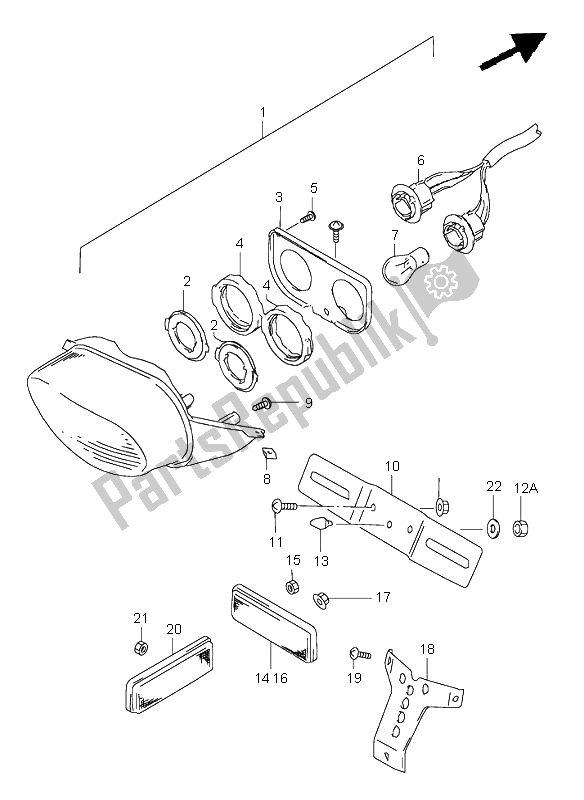 Wszystkie części do Lampa Tylna Suzuki GSX R 600 1999