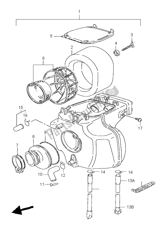 All parts for the Air Cleaner of the Suzuki DR 125 SE 1998