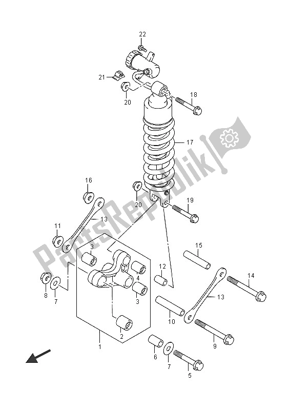 All parts for the Rear Cushion Lever of the Suzuki DL 650 AXT V Strom 2016