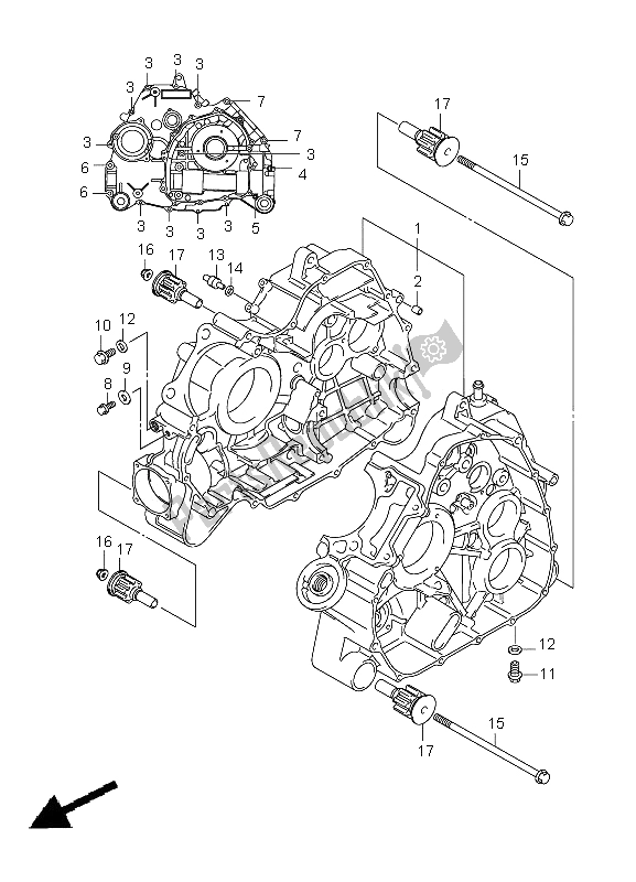 All parts for the Crankcase of the Suzuki LT A 500 XPZ Kingquad AXI 4X4 2009