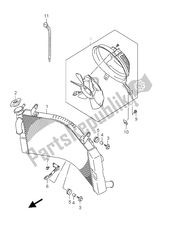 Todas las partes para Radiador de Suzuki GSX 1300R Hayabusa 2006