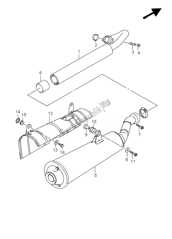 All parts for the Muffler of the Suzuki LT A 450 XZ Kingquad 4X4 2010