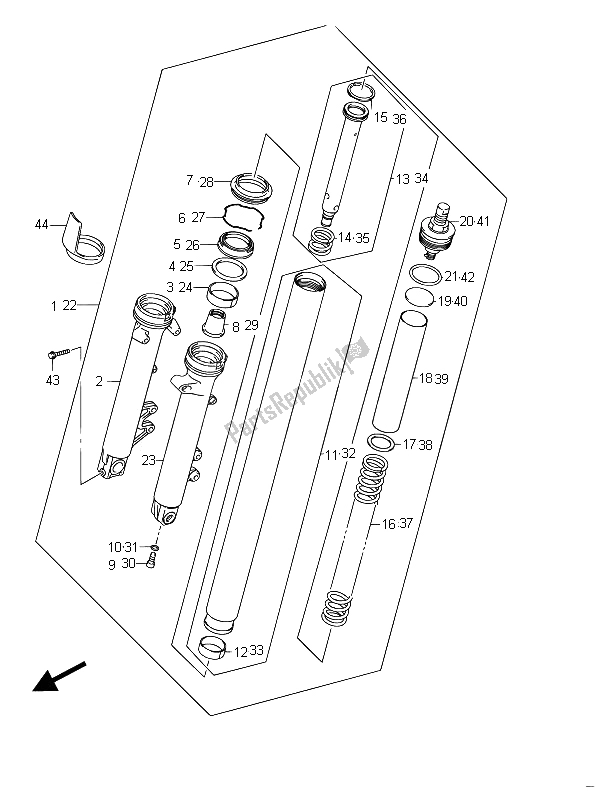 All parts for the Front Fork Damper (gsf650a) of the Suzuki GSF 650 Sasa Bandit 2011