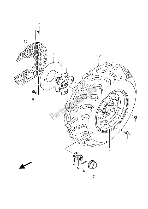 All parts for the Front Wheel (lt-a400fz) of the Suzuki LT A 400 FZ Kingquad ASI 4X4 2014