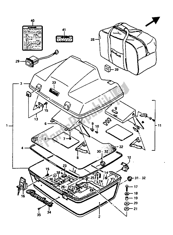 Toutes les pièces pour le Tronc De Voyage (gv1400gd-gt) du Suzuki GV 1400 Gdgcgt 1986