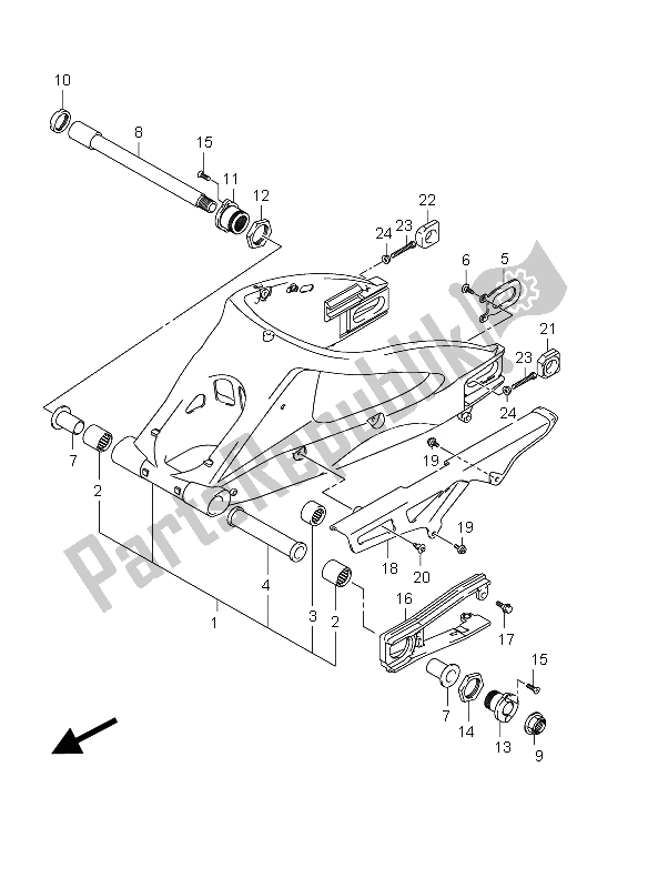 Tutte le parti per il Braccio Oscillante Posteriore del Suzuki GSX R 1000 2012