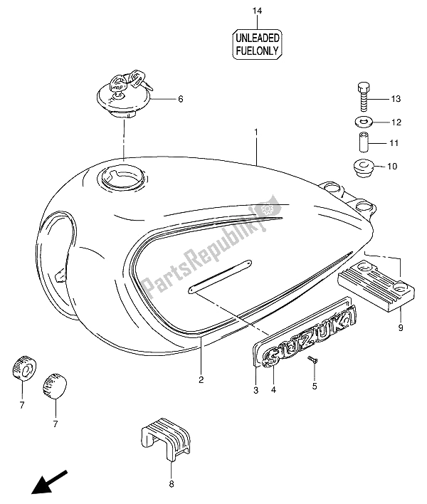 All parts for the Fuel Tank of the Suzuki GN 250E 1991