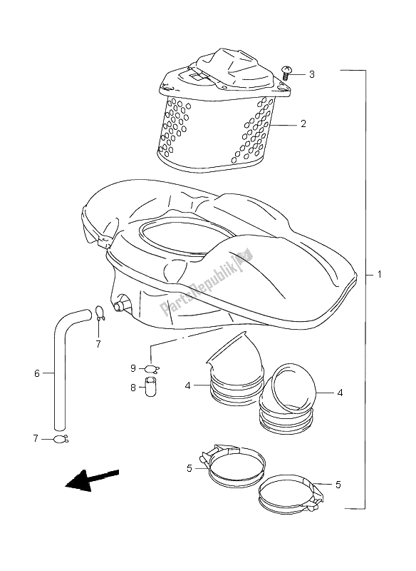 All parts for the Air Cleaner of the Suzuki VL 1500 Intruder LC 2000