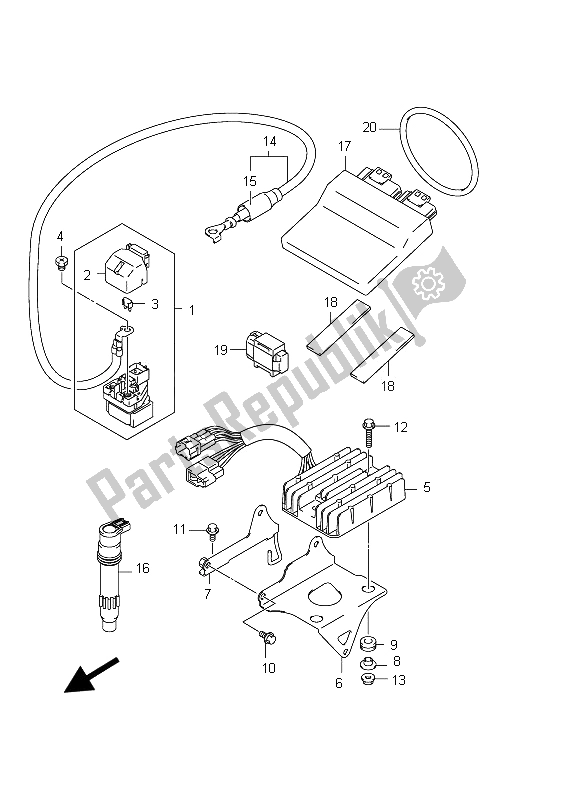 Tutte le parti per il Elettrico (gsx650fu E21) del Suzuki GSX 650 FA 2012