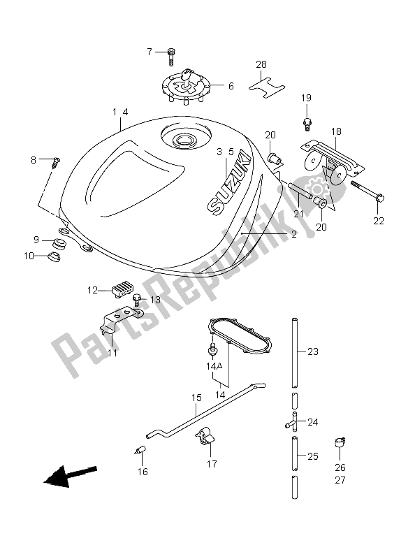 All parts for the Fuel Tank of the Suzuki TL 1000R 1999