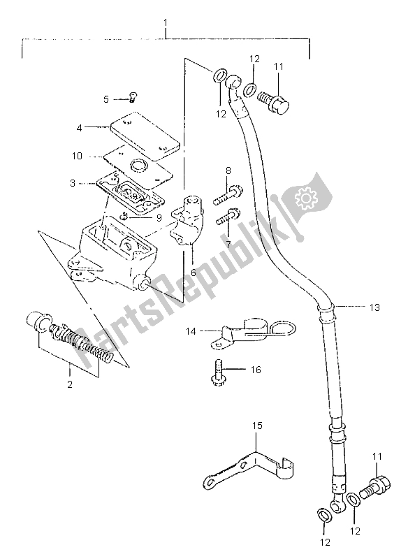 Tutte le parti per il Pompa Freno Anteriore del Suzuki GZ 125 Marauder 1999