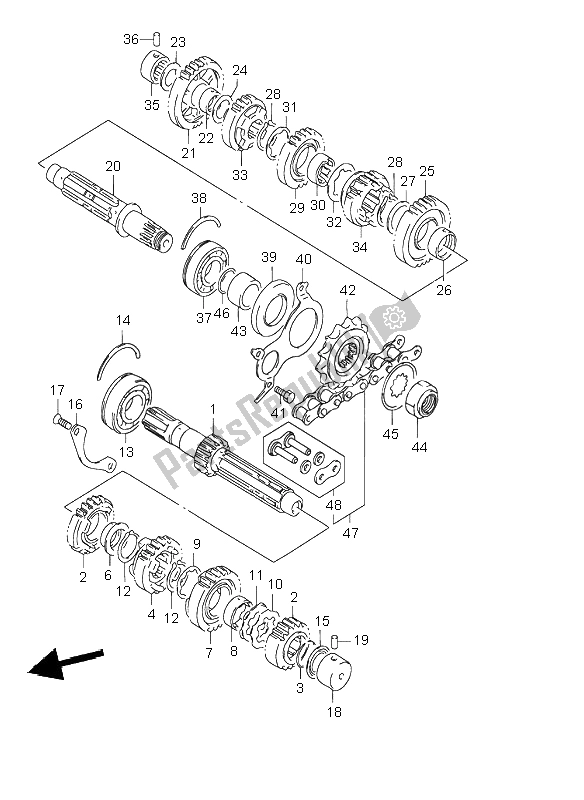 All parts for the Transmission of the Suzuki GSF 1200 NSZ Bandit 2004