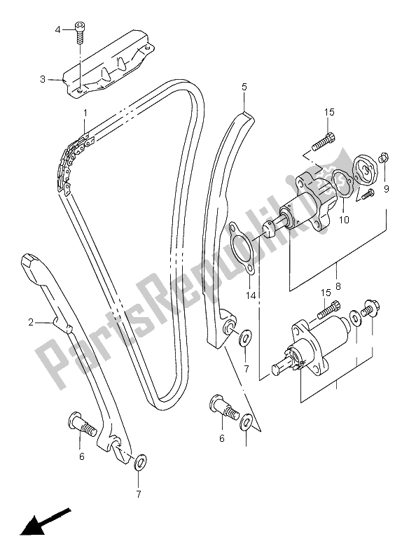 Alle onderdelen voor de Cam Ketting van de Suzuki GSX R 750 1998