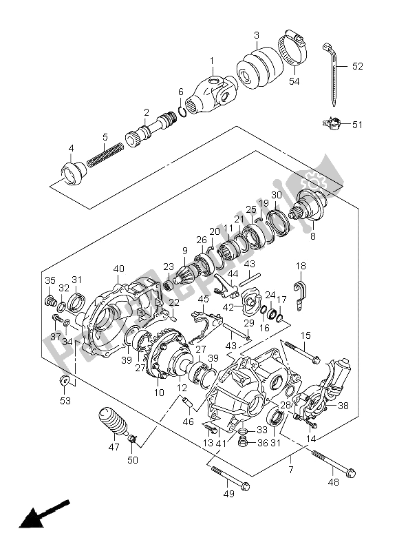 All parts for the Final Bevel Gear (front) of the Suzuki LT A 450X Kingquad 4X4 Limited 2008