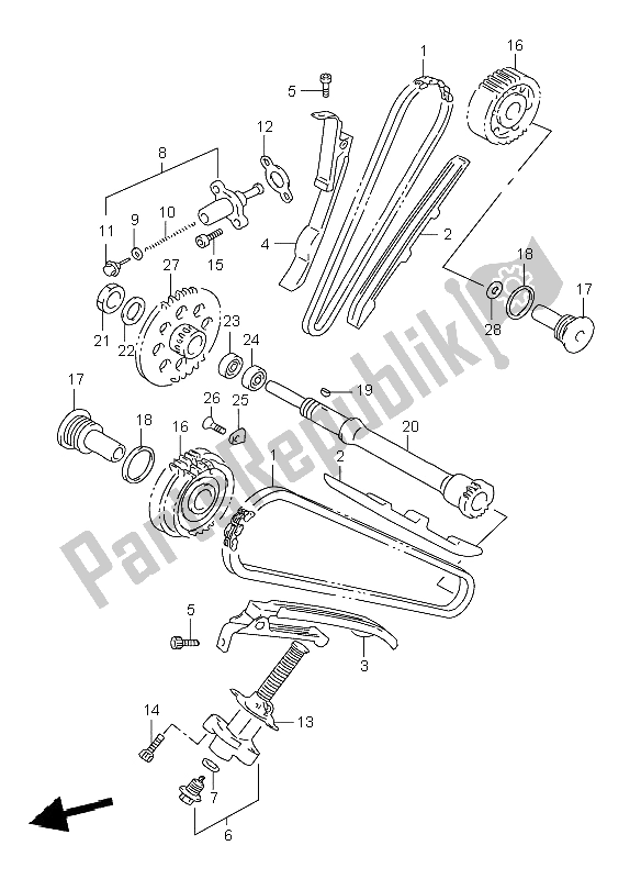 All parts for the Cam Chain of the Suzuki TL 1000R 2000