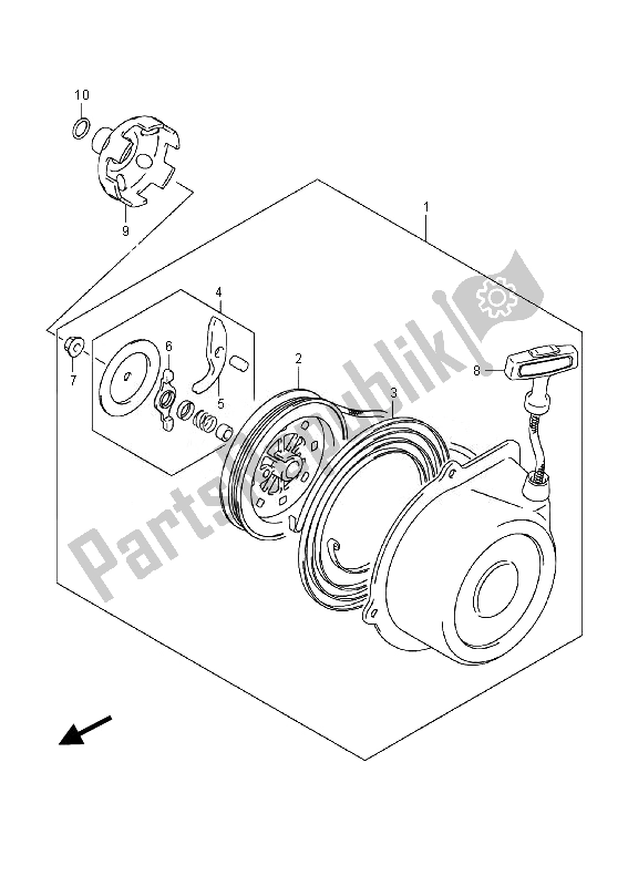 All parts for the Recoil Starter of the Suzuki LT F 400 FZ Kingquad FSI 4X4 2014