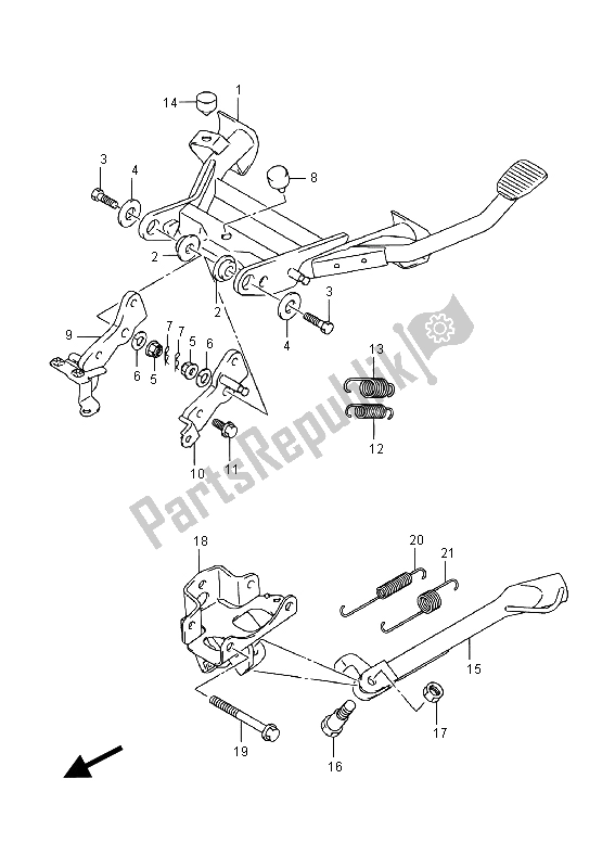 All parts for the Stand of the Suzuki AN 650Z Burgman Executive 2015