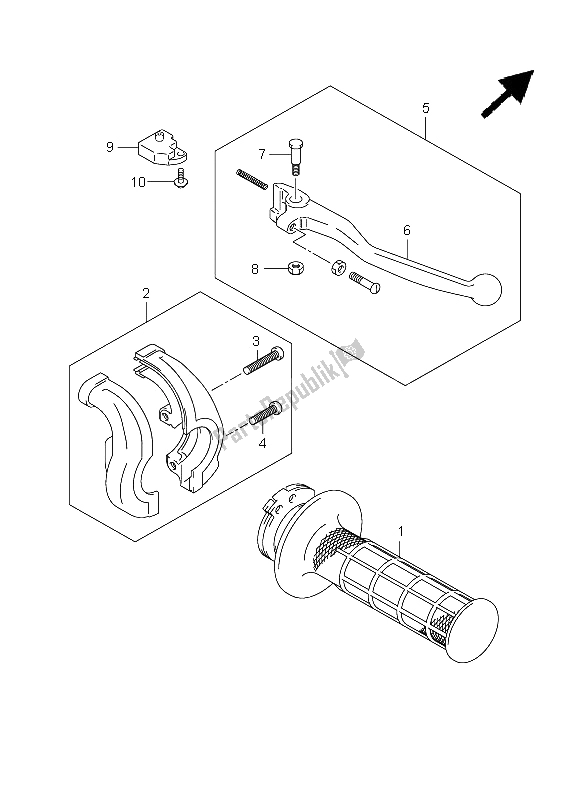 All parts for the Right Handle Lever of the Suzuki DR 125 SM 2009