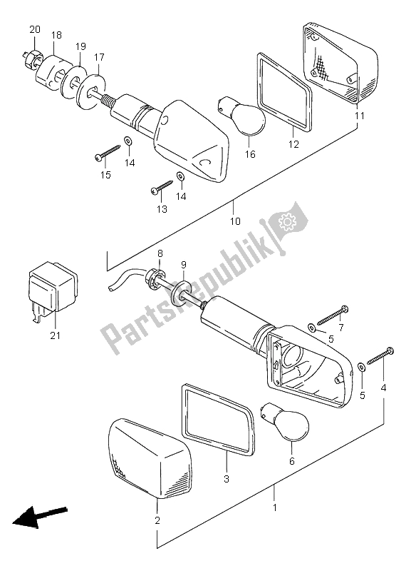 All parts for the Turn Signal Lamp (e17) of the Suzuki GSF 600N Bandit 1996