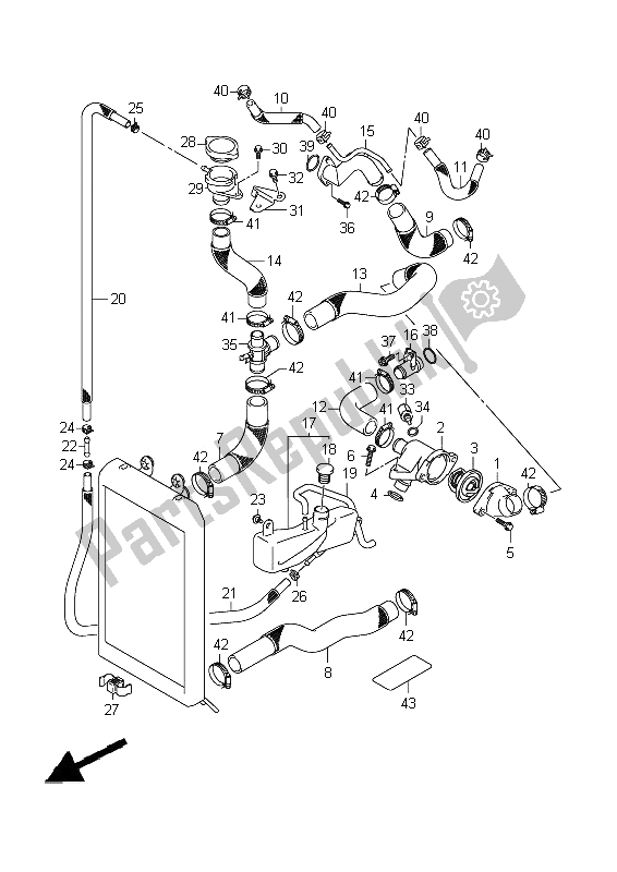 All parts for the Radiator Hose of the Suzuki VZ 1500 Intruder 2009