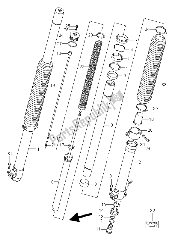 Tutte le parti per il Ammortizzatore Forcella Anteriore del Suzuki DR Z 400E 2003