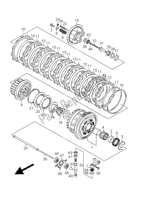 All parts for the Clutch of the Suzuki GSX R 750 2011