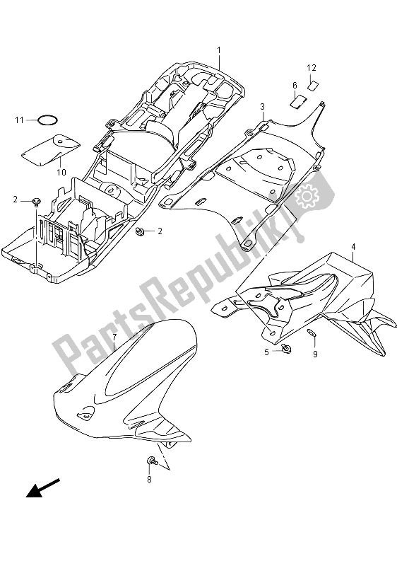 Tutte le parti per il Parafango Posteriore (gsx-r600) del Suzuki GSX R 600 2015