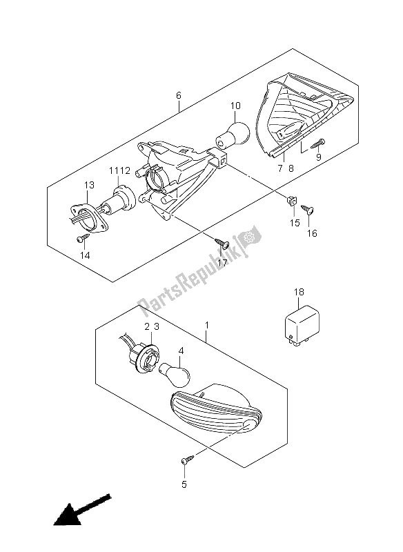 Tutte le parti per il Indicatore Di Direzione del Suzuki GSX R 1000 2005