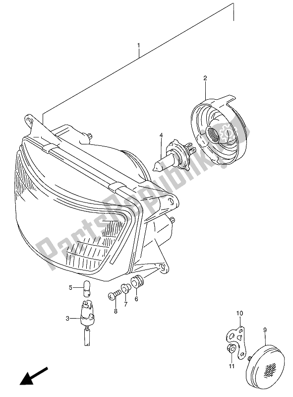 All parts for the Headlamp of the Suzuki RF 600 RU 1993