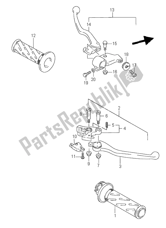 Tutte le parti per il Leva Della Maniglia del Suzuki RF 600R 1996