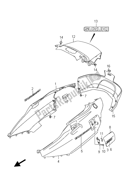 All parts for the Side Cover (an650 E19) of the Suzuki AN 650A Burgman Executive 2011